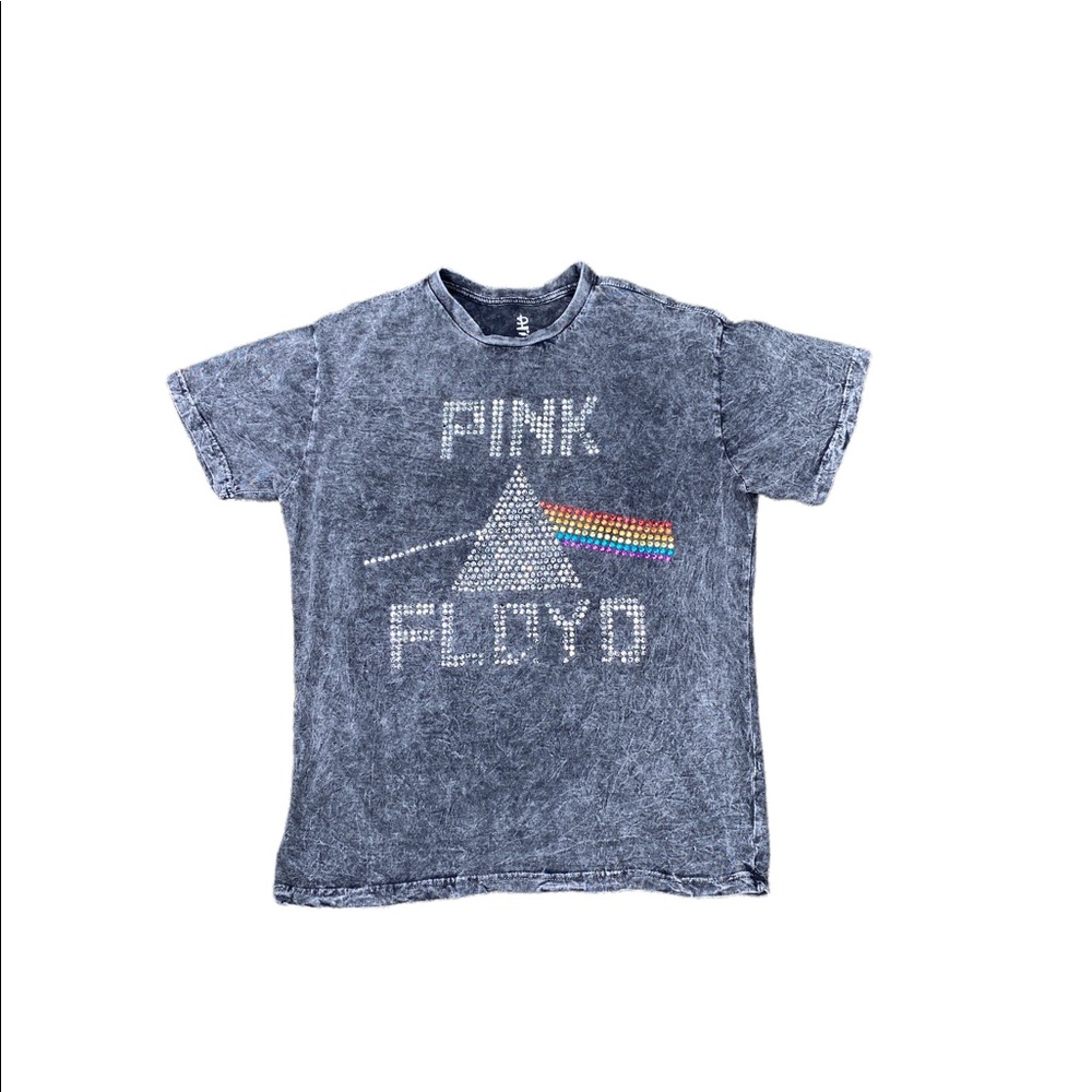 Pink Floyd Women’s T-Shirt Black Short Sleeve Studded Tee Size Small